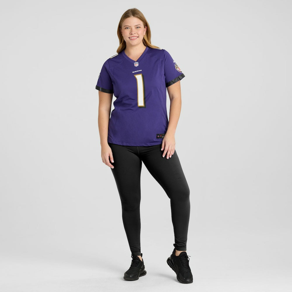 Number 1 Mom Baltimore Ravens Women's Game Jersey Purple