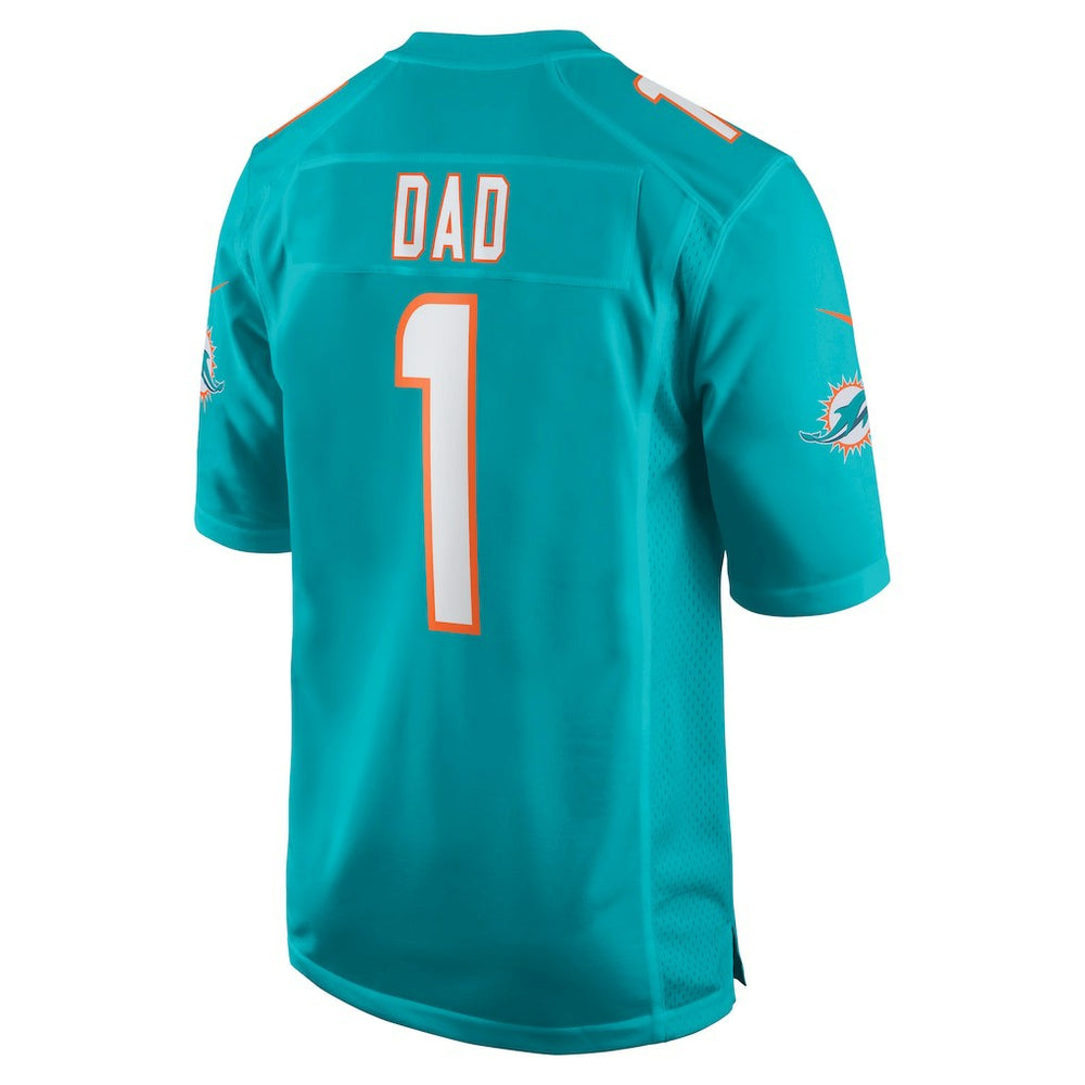 Number 1 Dad Miami Dolphins Game Jersey Aqua
