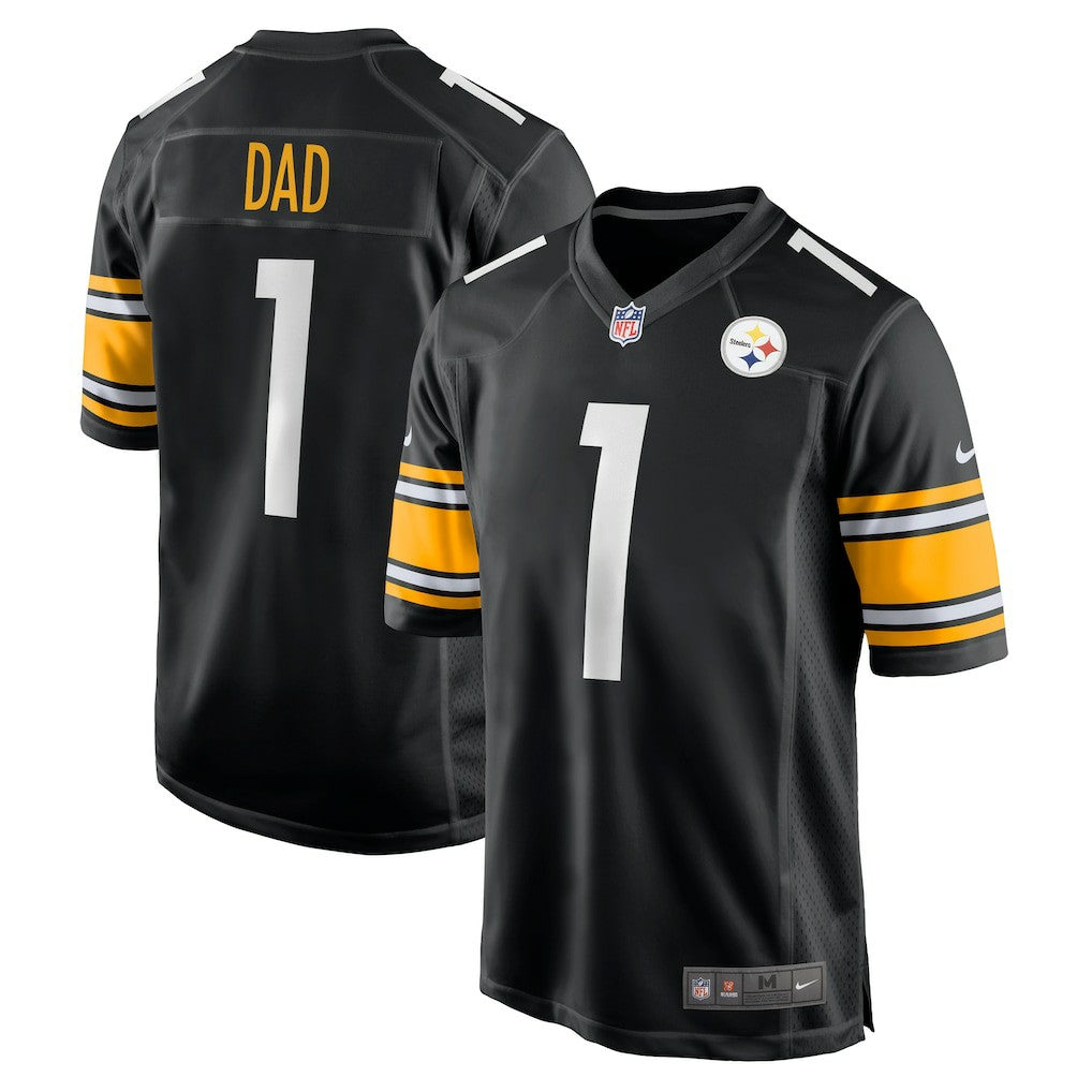 Number 1 Dad Pittsburgh Steelers Game Jersey Black