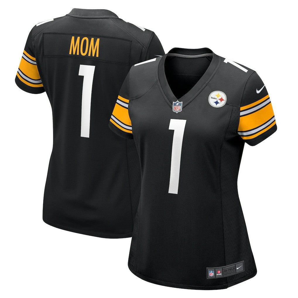 Number 1 Mom Pittsburgh Steelers Women's Game Jersey Black