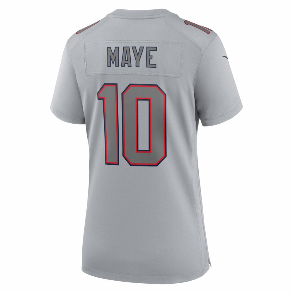 NFL Drake Maye New England Patriots Women's Super Bowl LX Patch Atmosphere Fashion Game Jersey - Silver