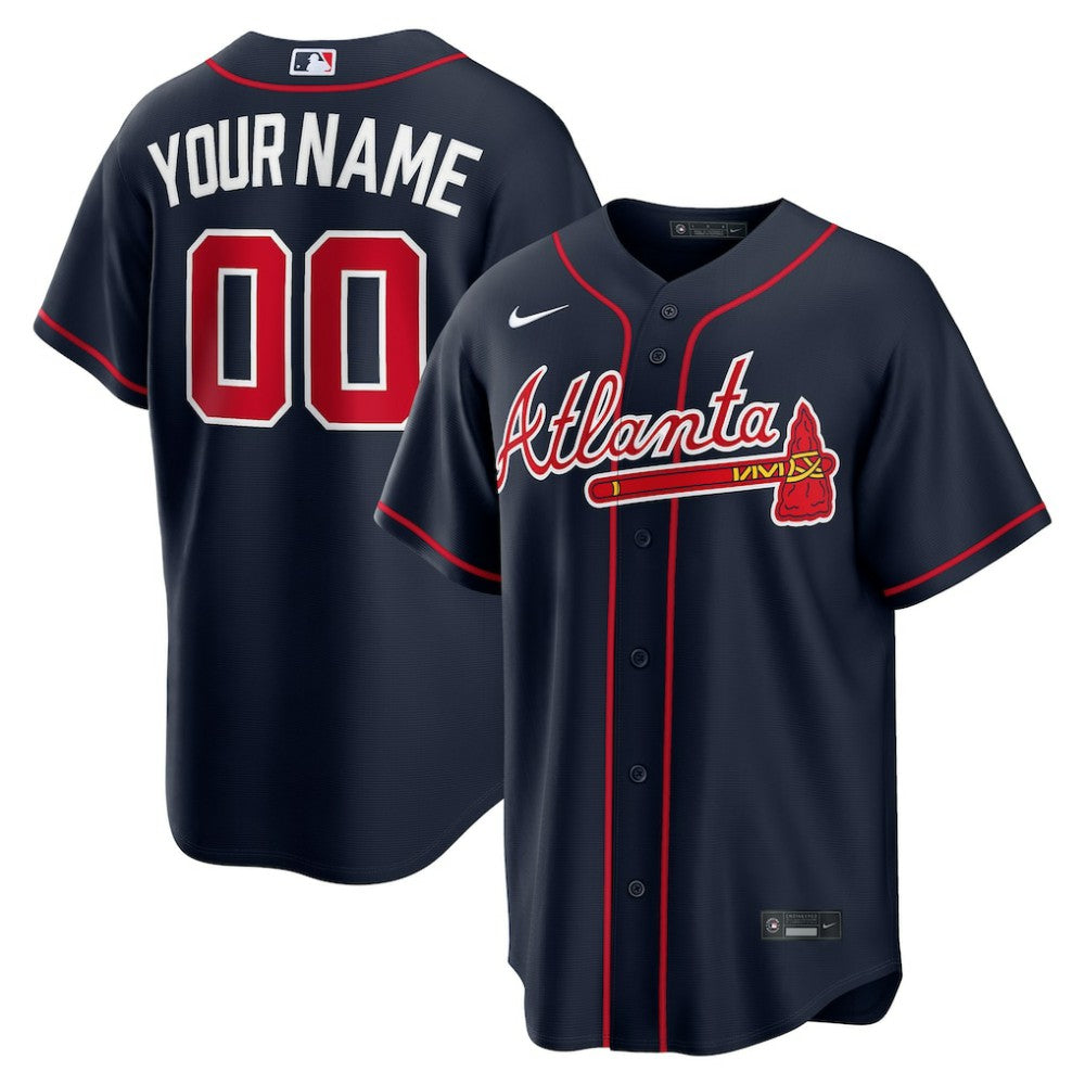 Atlanta Braves Nike Alternate Replica Custom Jersey - Navy Jerseys
