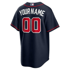 Atlanta Braves Nike Alternate Replica Custom Jersey - Navy Jerseys