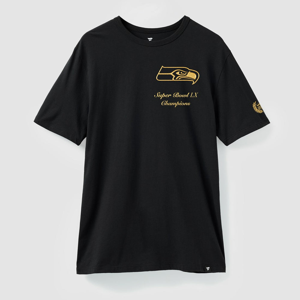 Seattle Seahawks Super Bowl LX Champions USA 250 NFL Gold Standard T-Shirt Black