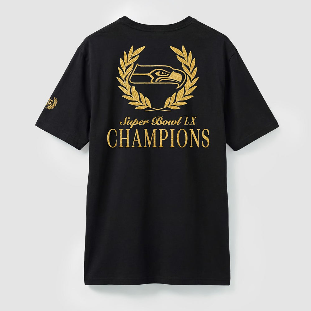 Seattle Seahawks Super Bowl LX Champions USA 250 NFL Gold Standard T-Shirt Black