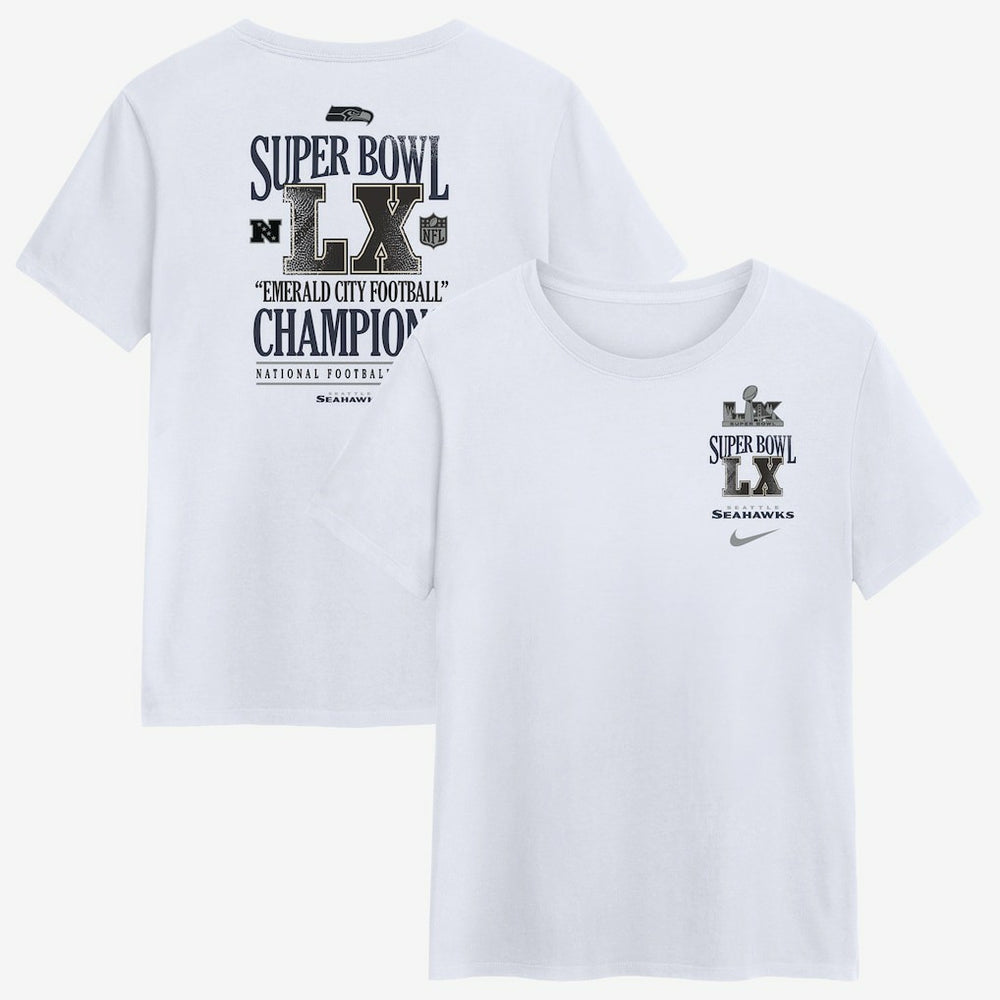Seattle Seahawks Women's Super Bowl LX Champions Long Ball T-Shirt White
