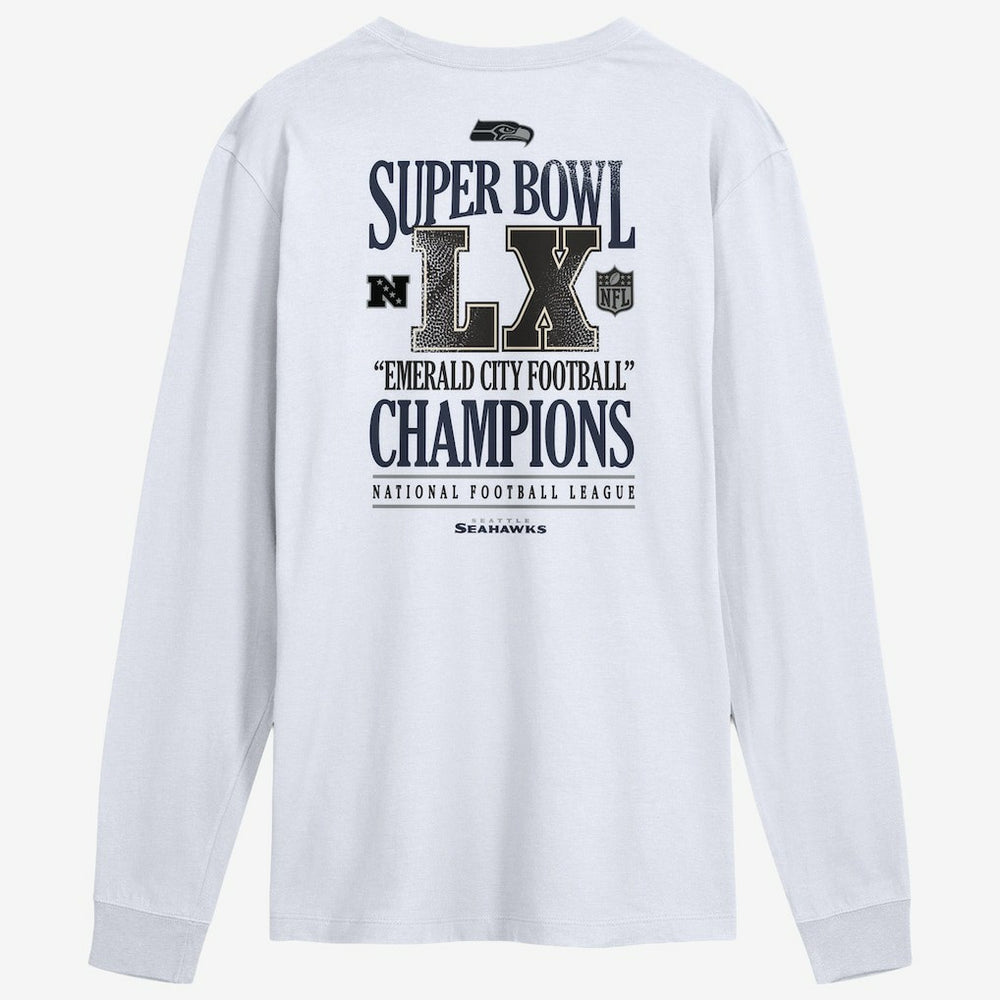 Seattle Seahawks Super Bowl LX Champions Long Ball Long Sleeve T-Shirt White