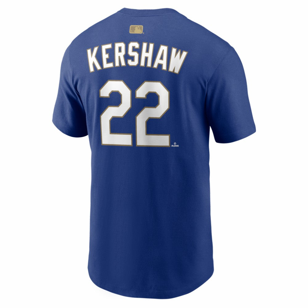 Clayton Kershaw Los Angeles Dodgers Nike 2026 Gold Collection Name & Number T-Shirt - Royal T-shirts