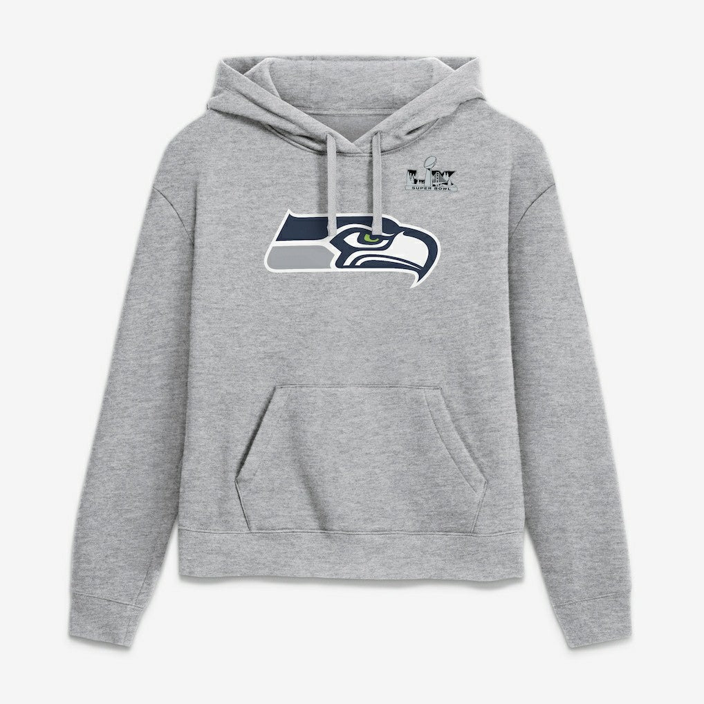 Jaxon Smith-Njigba Seattle Seahawks Women's Super Bowl LX Champions Patch Name & Number Hoodie Heather Gray