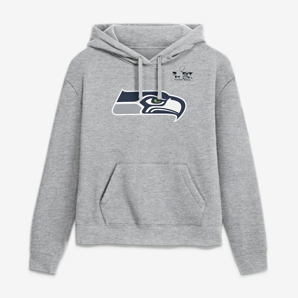 Jaxon Smith-Njigba Seattle Seahawks Women's Super Bowl LX Champions Patch Name & Number Hoodie Heather Gray