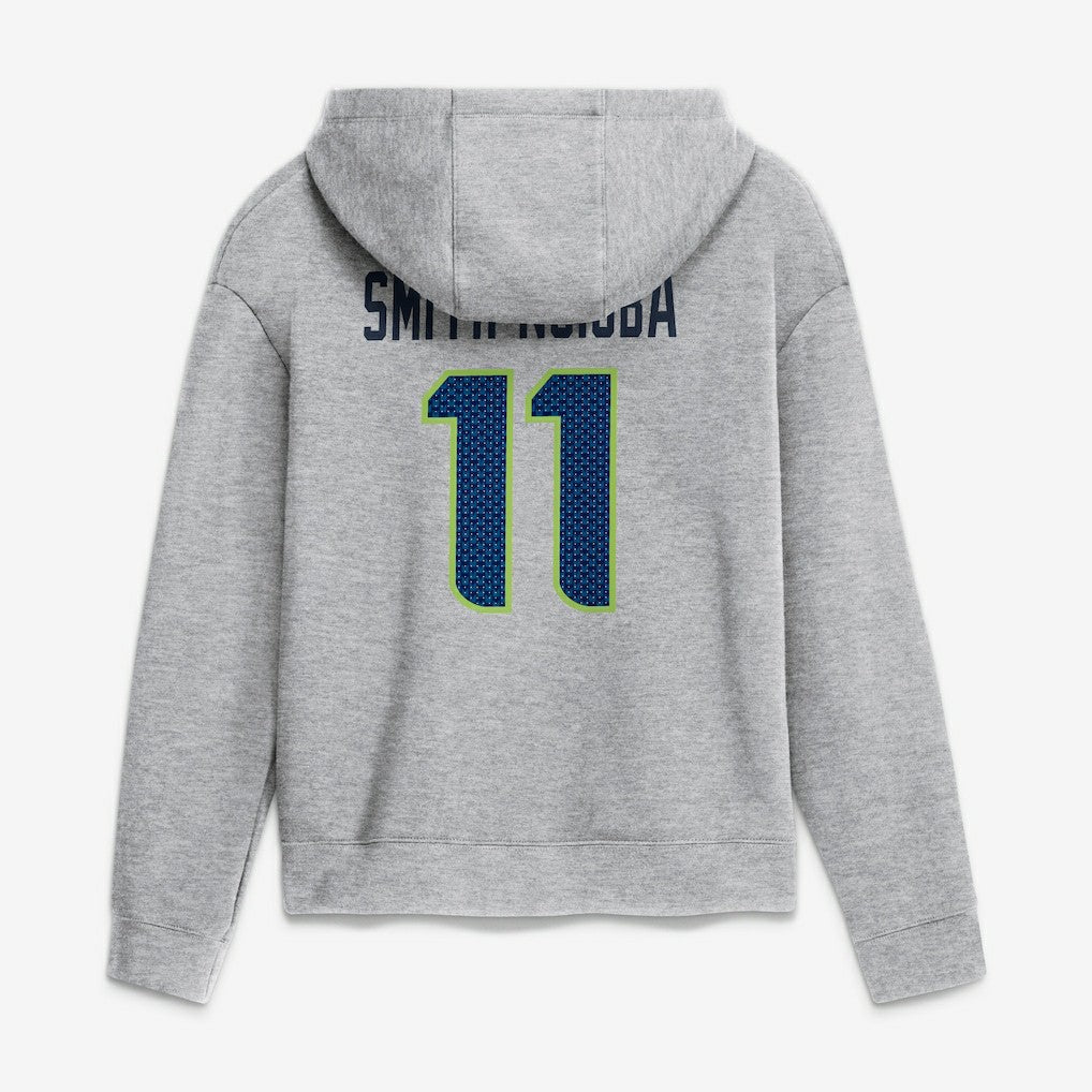 Jaxon Smith-Njigba Seattle Seahawks Women's Super Bowl LX Champions Patch Name & Number Hoodie Heather Gray