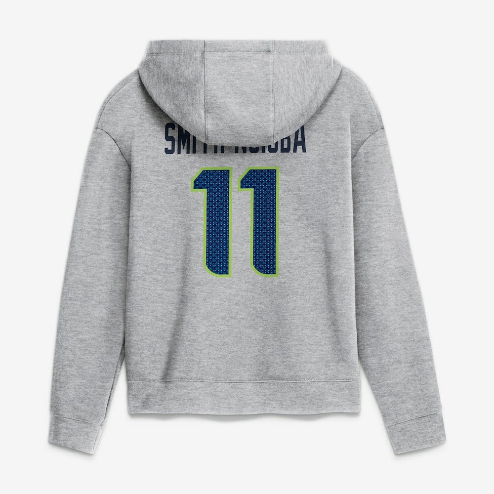 Jaxon Smith-Njigba Seattle Seahawks Women's Super Bowl LX Champions Patch Name & Number Hoodie Heather Gray
