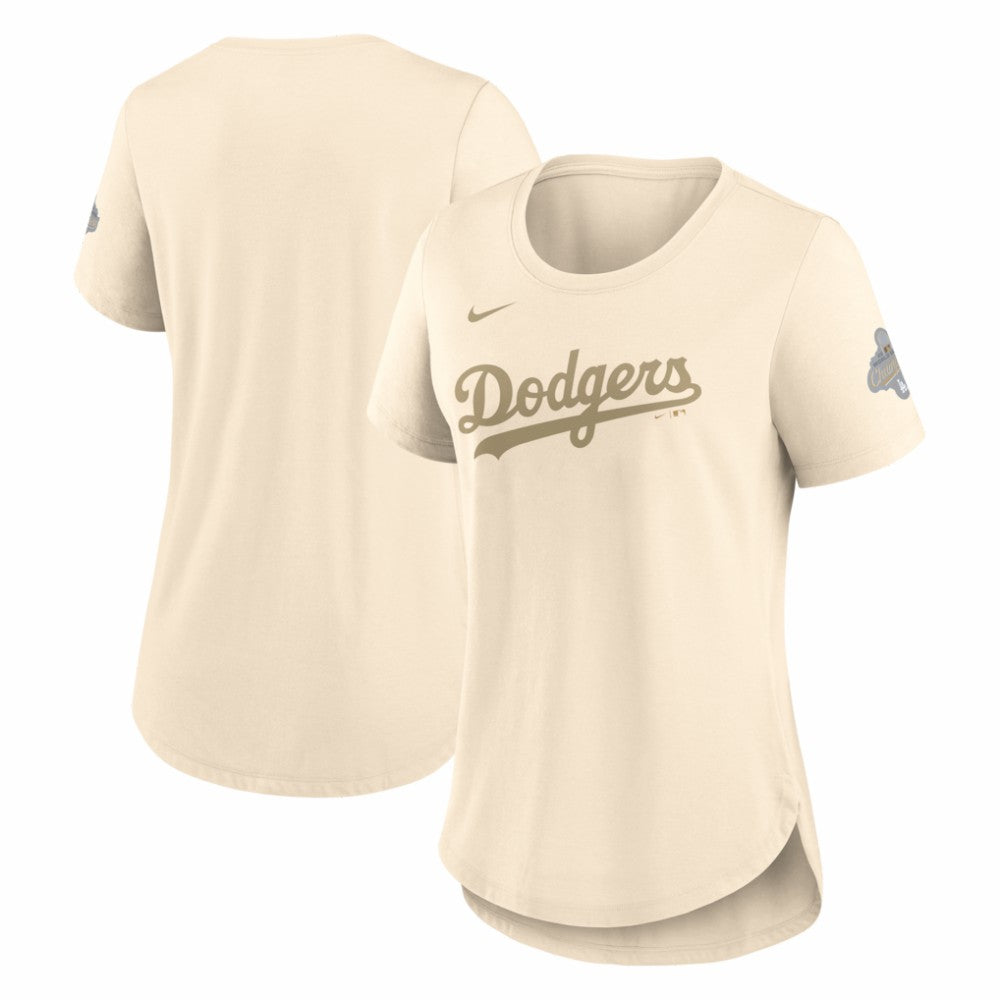 Los Angeles Dodgers Nike Women's 2026 Gold Collection Tri-Blend Wordmark T-Shirt - Natural T-shirts