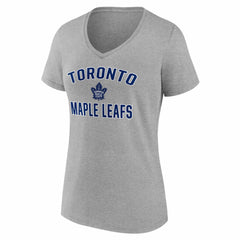 NHL Toronto Maple Leafs Logo Athletic Women's Arch Victory V-Neck T-Shirt - Heather Gray