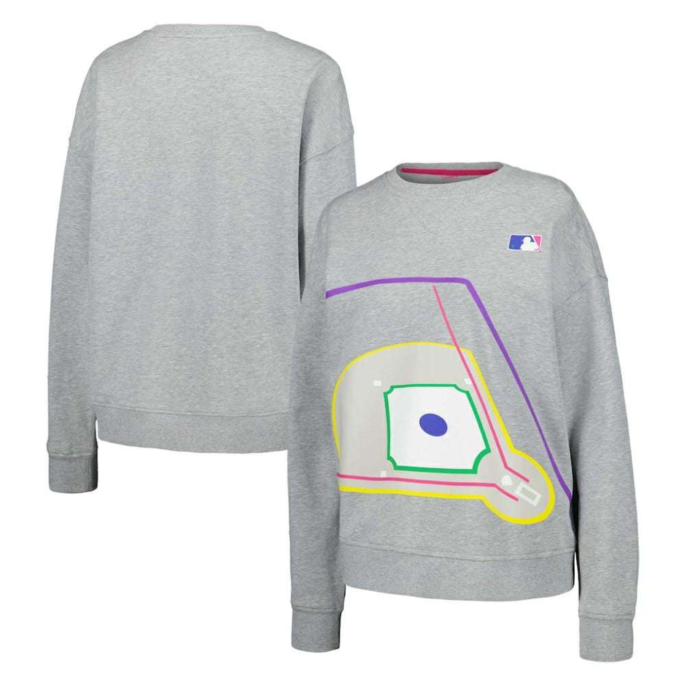 Terez MLB Women's Baseball Field Pullover Sweatshirt - Gray Pullover