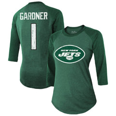 Ahmad Sauce Gardner New York Jets Majestic Threads Women's Player Name & Number Tri-Blend 3/4-Sleeve Fitted T-Shirt Green