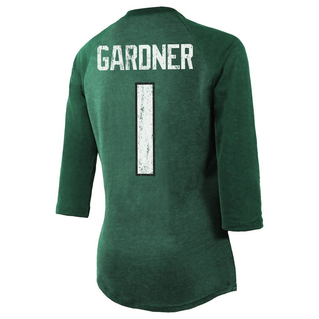 Ahmad Sauce Gardner New York Jets Majestic Threads Women's Player Name & Number Tri-Blend 3/4-Sleeve Fitted T-Shirt Green