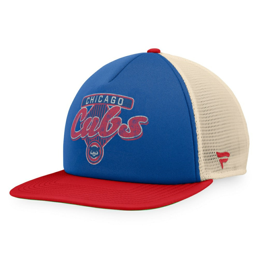 Chicago Cubs Fanatics Cooperstown Collection Talley Foam Trucker Snapback Hat - Royal/Red Hats