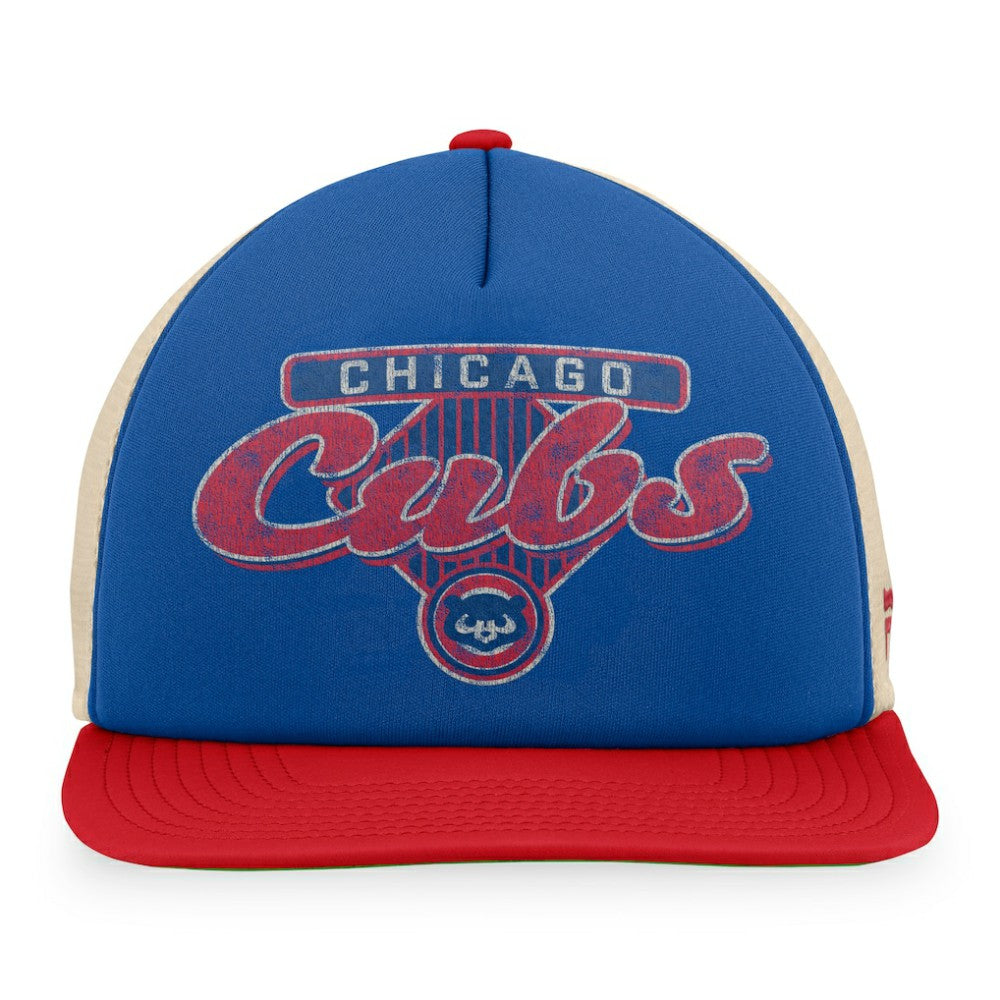 Chicago Cubs Fanatics Cooperstown Collection Talley Foam Trucker Snapback Hat - Royal/Red Hats