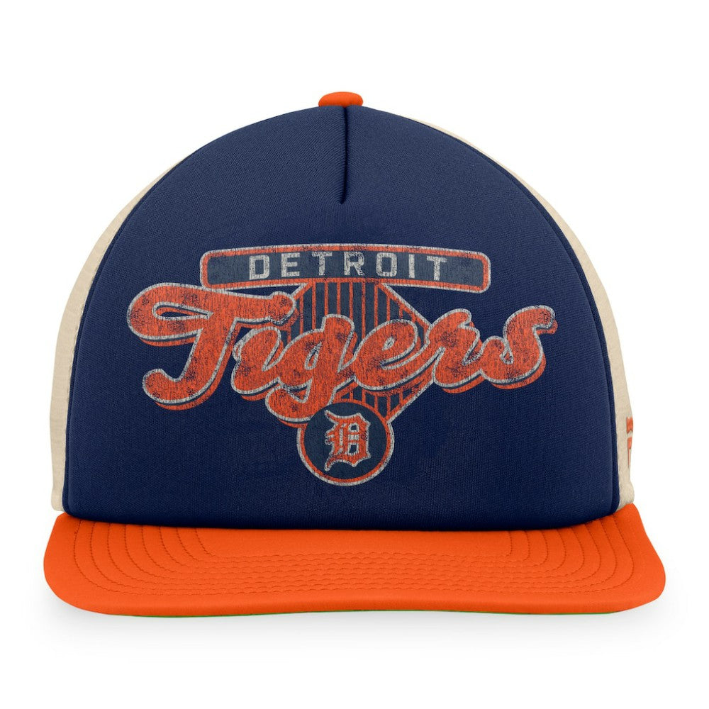 Detroit Tigers Fanatics Cooperstown Collection Talley Foam Trucker Snapback Hat - Navy/Orange Hats