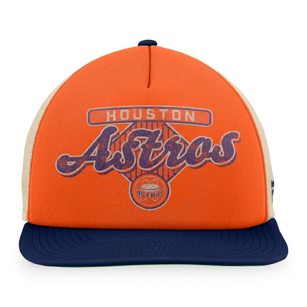 Houston Astros Fanatics Cooperstown Collection Talley Foam Trucker Snapback Hat - Orange/Navy Hats