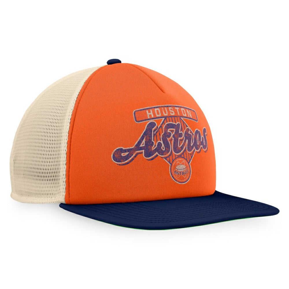 Houston Astros Fanatics Cooperstown Collection Talley Foam Trucker Snapback Hat - Orange/Navy Hats