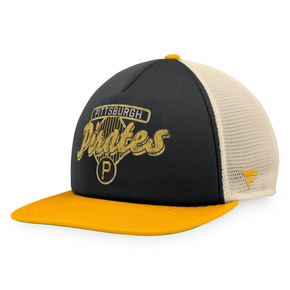 Pittsburgh Pirates Fanatics Cooperstown Collection Talley Foam Trucker Snapback Hat - Black/Gold Hats