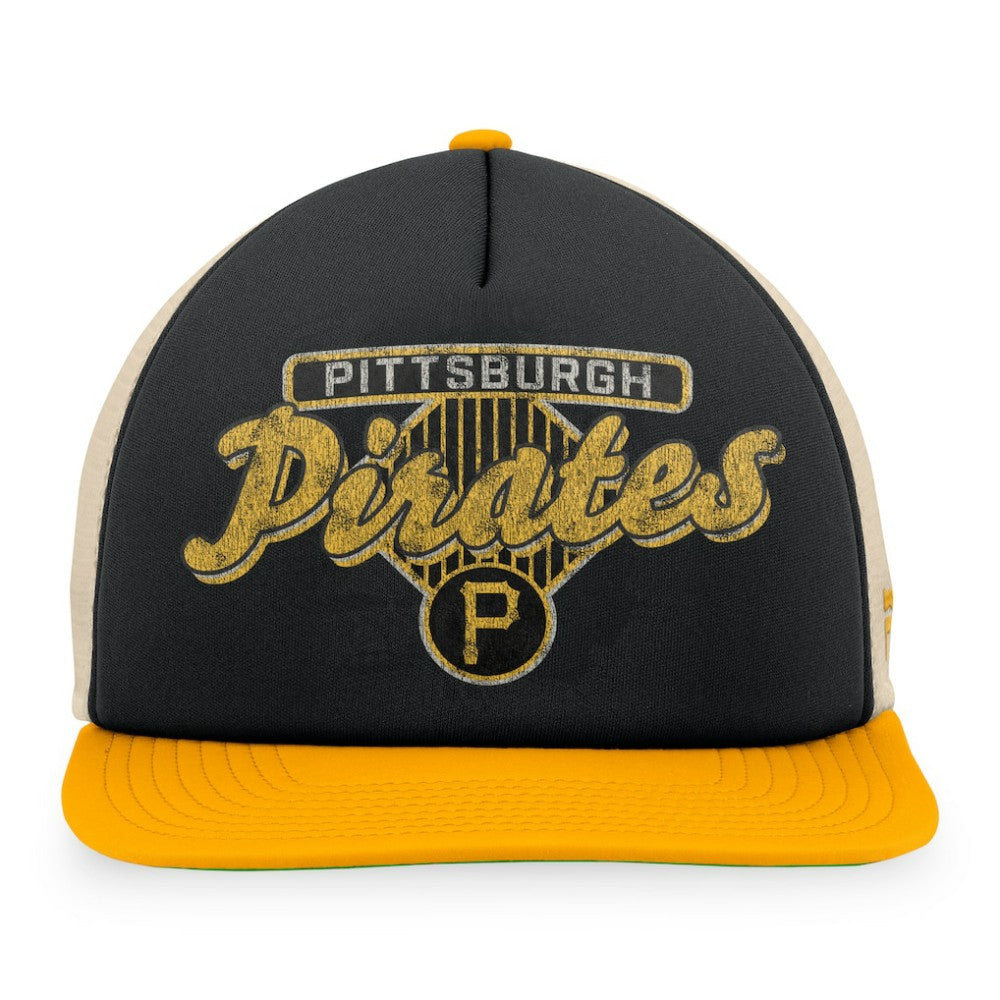 Pittsburgh Pirates Fanatics Cooperstown Collection Talley Foam Trucker Snapback Hat - Black/Gold Hats
