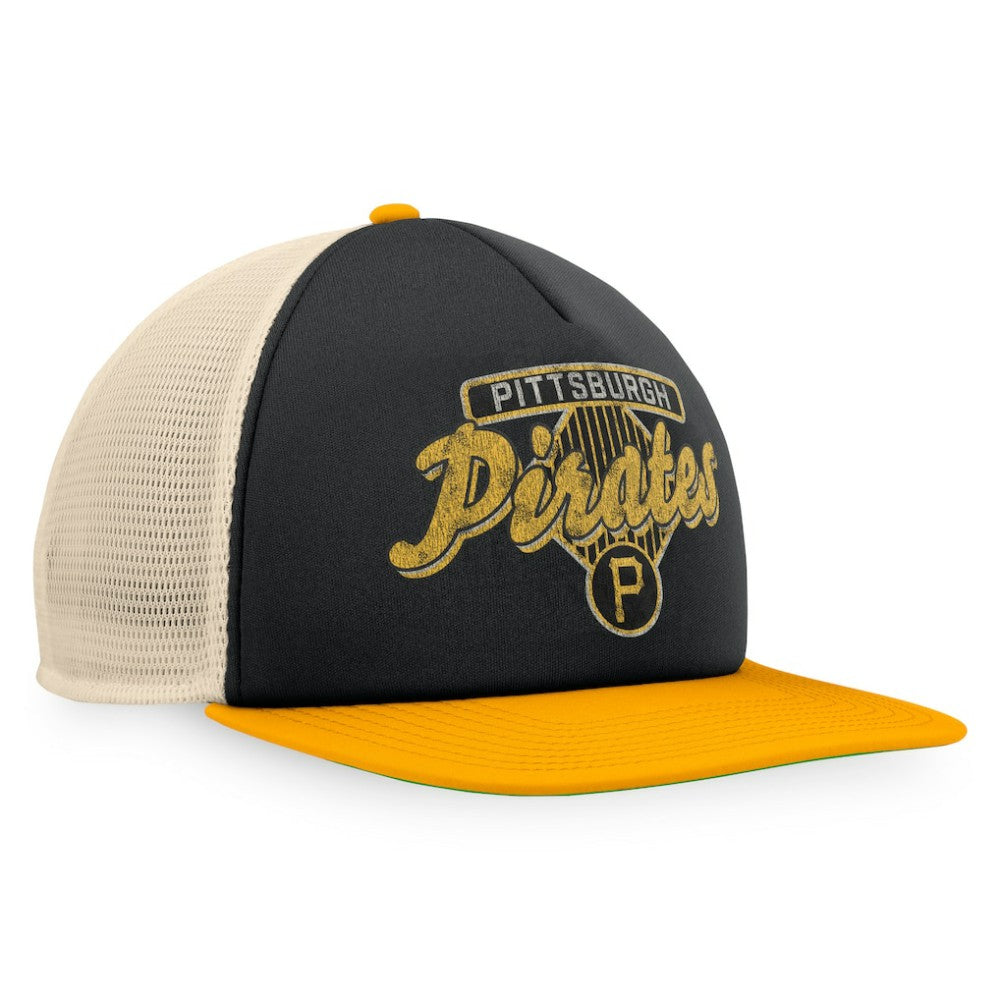 Pittsburgh Pirates Fanatics Cooperstown Collection Talley Foam Trucker Snapback Hat - Black/Gold Hats
