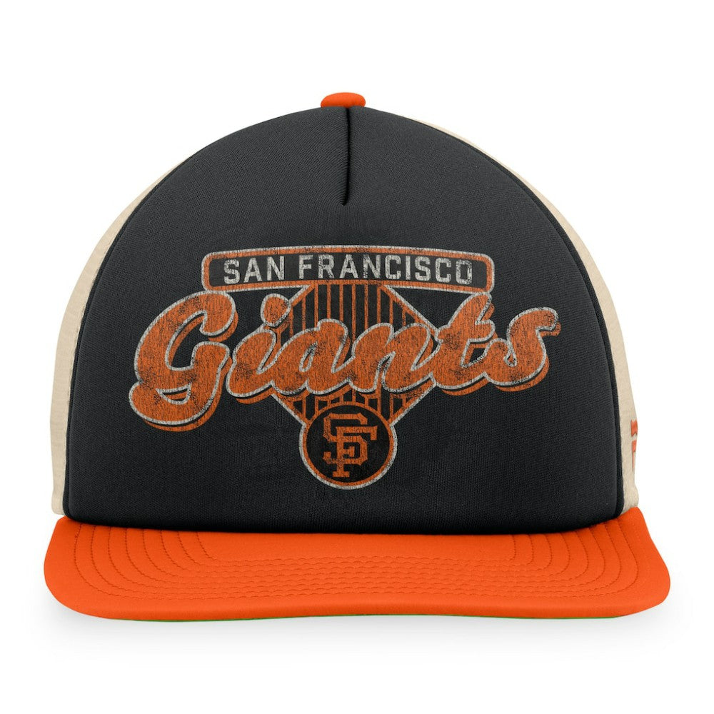 San Francisco Giants Fanatics Cooperstown Collection Talley Foam Trucker Snapback Hat - Black/Orange Hats