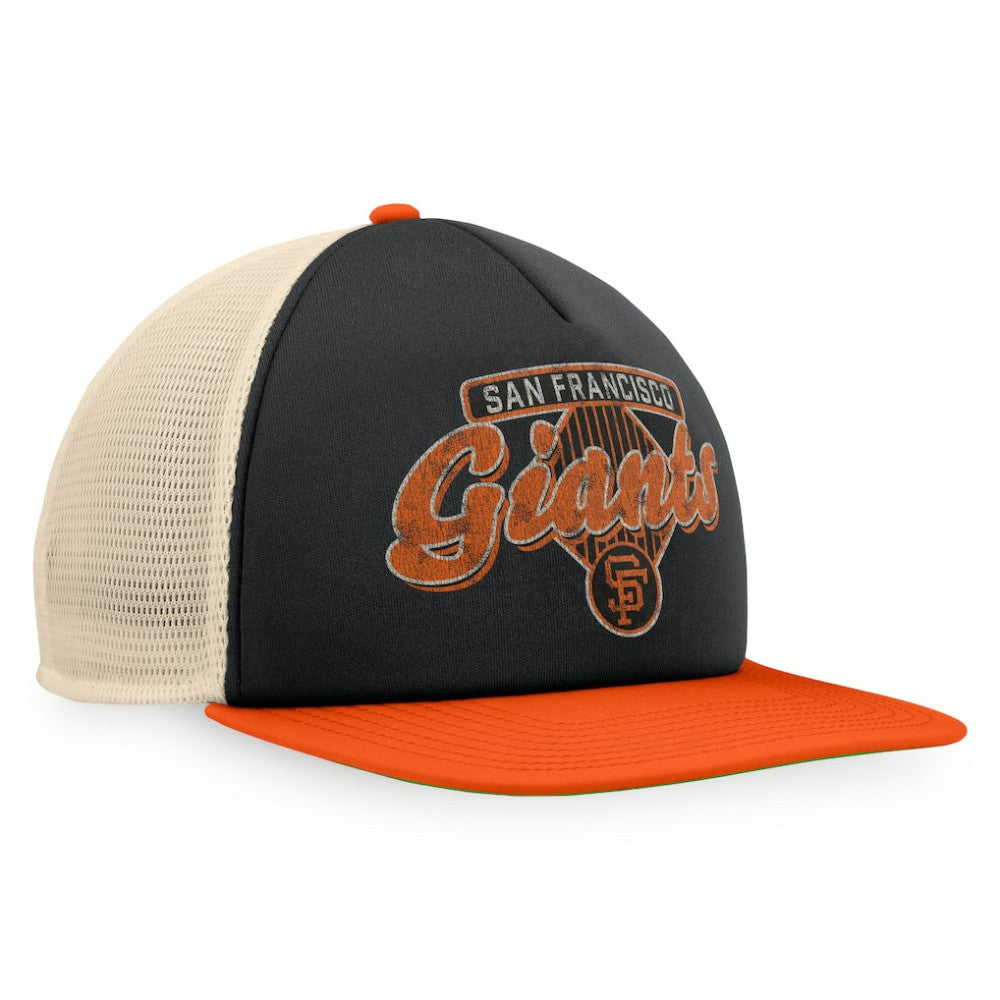 San Francisco Giants Fanatics Cooperstown Collection Talley Foam Trucker Snapback Hat - Black/Orange Hats