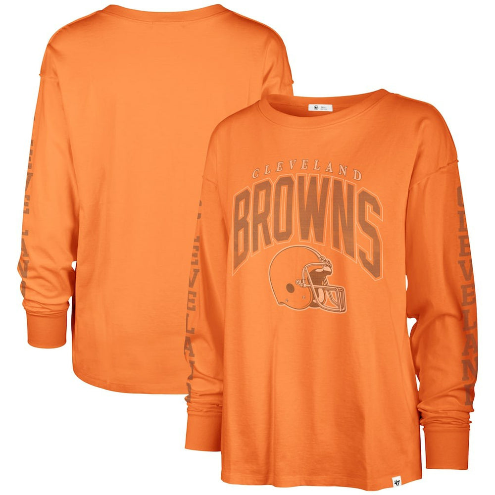 Cleveland Browns '47 Women's Tom Cat Lightweight Long Sleeve T-Shirt Orange