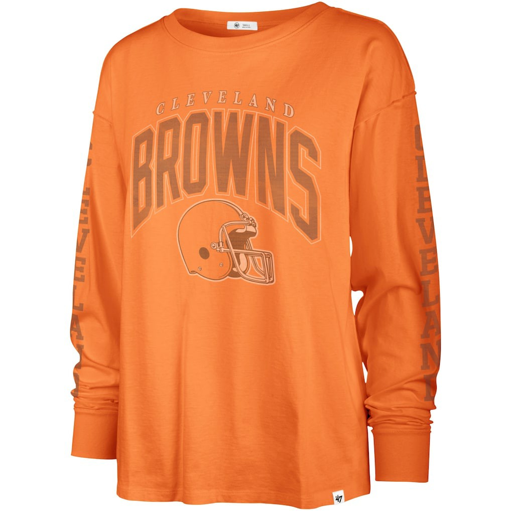 Cleveland Browns '47 Women's Tom Cat Lightweight Long Sleeve T-Shirt Orange