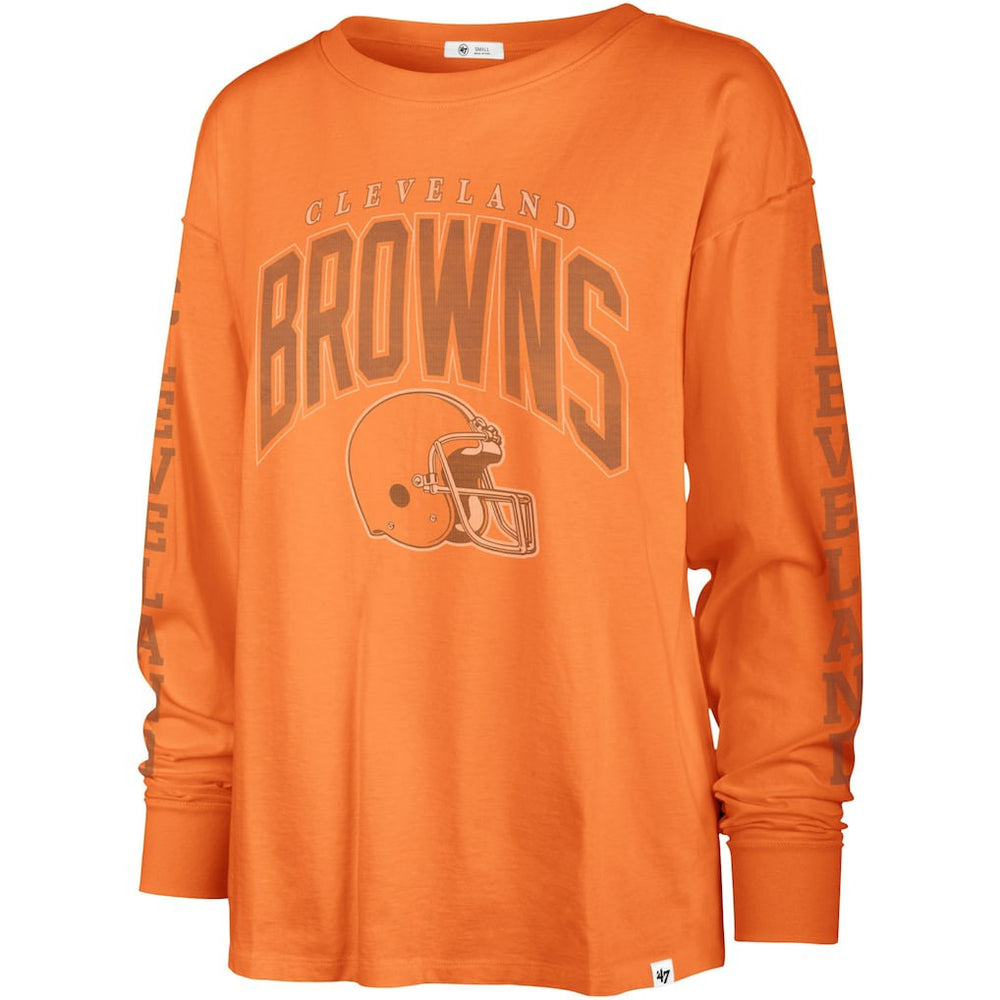 Cleveland Browns '47 Women's Tom Cat Lightweight Long Sleeve T-Shirt Orange