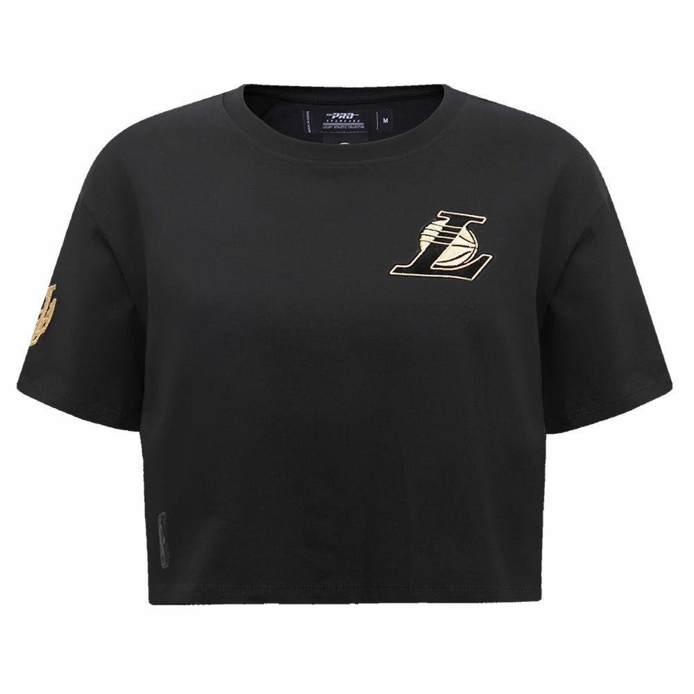 Los Angeles Lakers Pro Standard Women's Holiday Glam Boxy T-Shirt Black