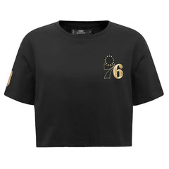 Philadelphia 76ers Pro Standard Women's Holiday Glam Boxy T-Shirt Black