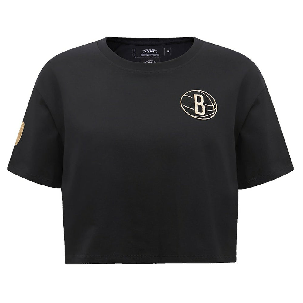 Brooklyn Nets Pro Standard Women's Holiday Glam Boxy T-Shirt Black