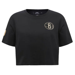 Brooklyn Nets Pro Standard Women's Holiday Glam Boxy T-Shirt Black