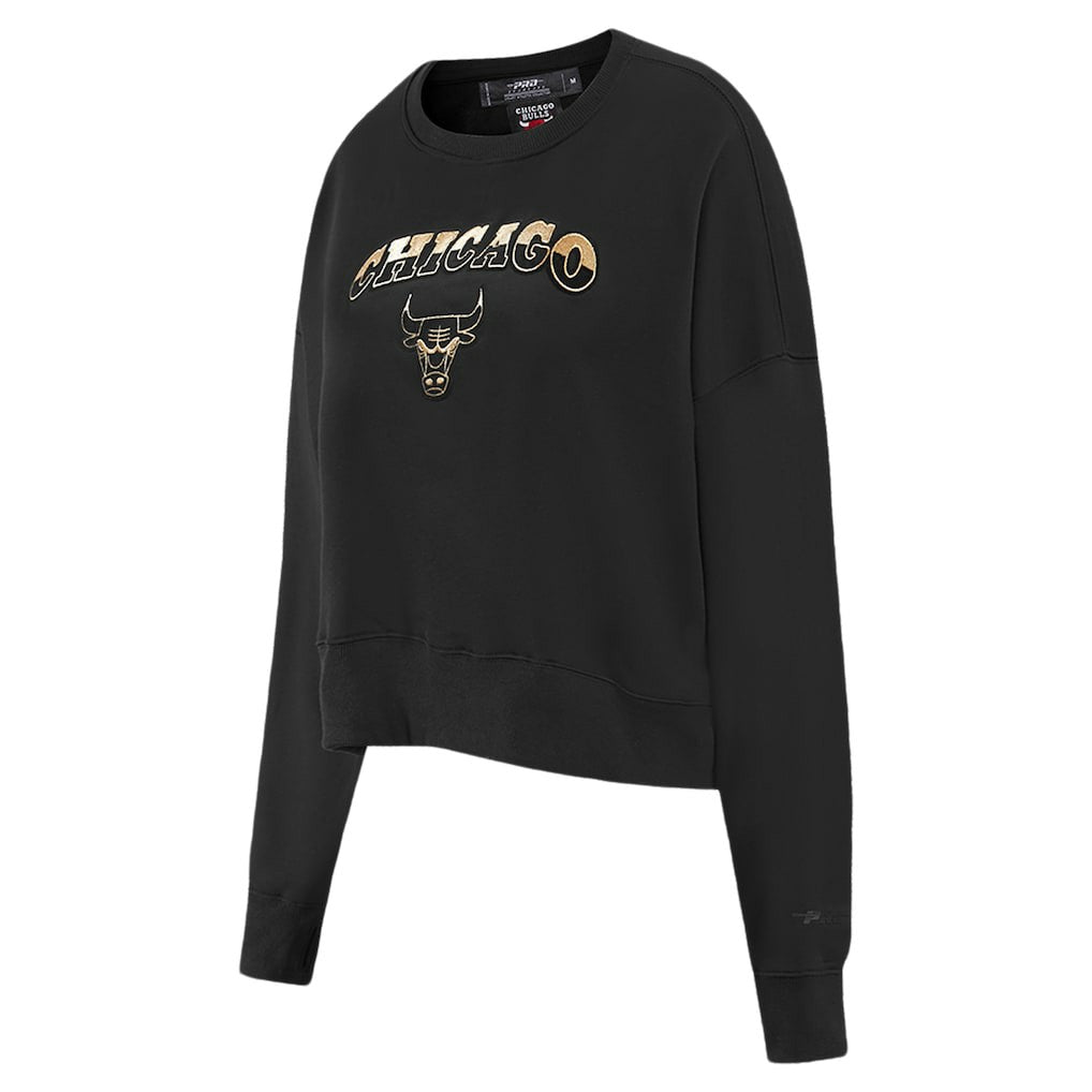 Chicago Bulls Pro Standard Women's Glam Cropped Pullover Sweatshirt - Black