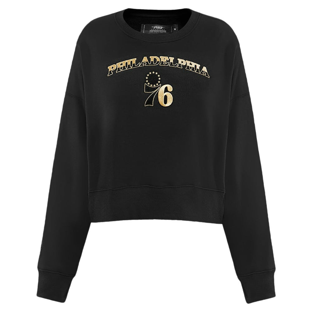 Philadelphia 76ers Pro Standard Women's Glam Cropped Pullover Sweatshirt - Black