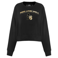Philadelphia 76ers Pro Standard Women's Glam Cropped Pullover Sweatshirt - Black