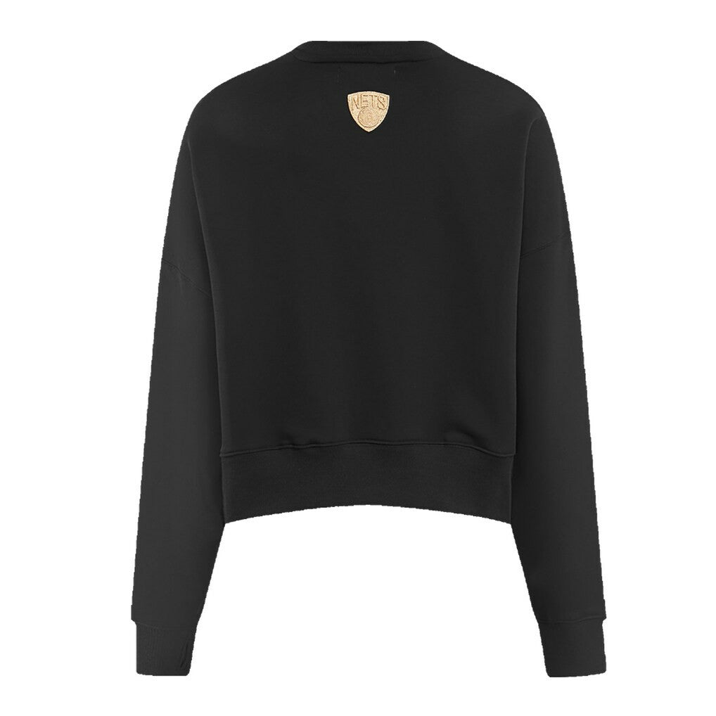Brooklyn Nets Pro Standard Women's Glam Cropped Pullover Sweatshirt - Black