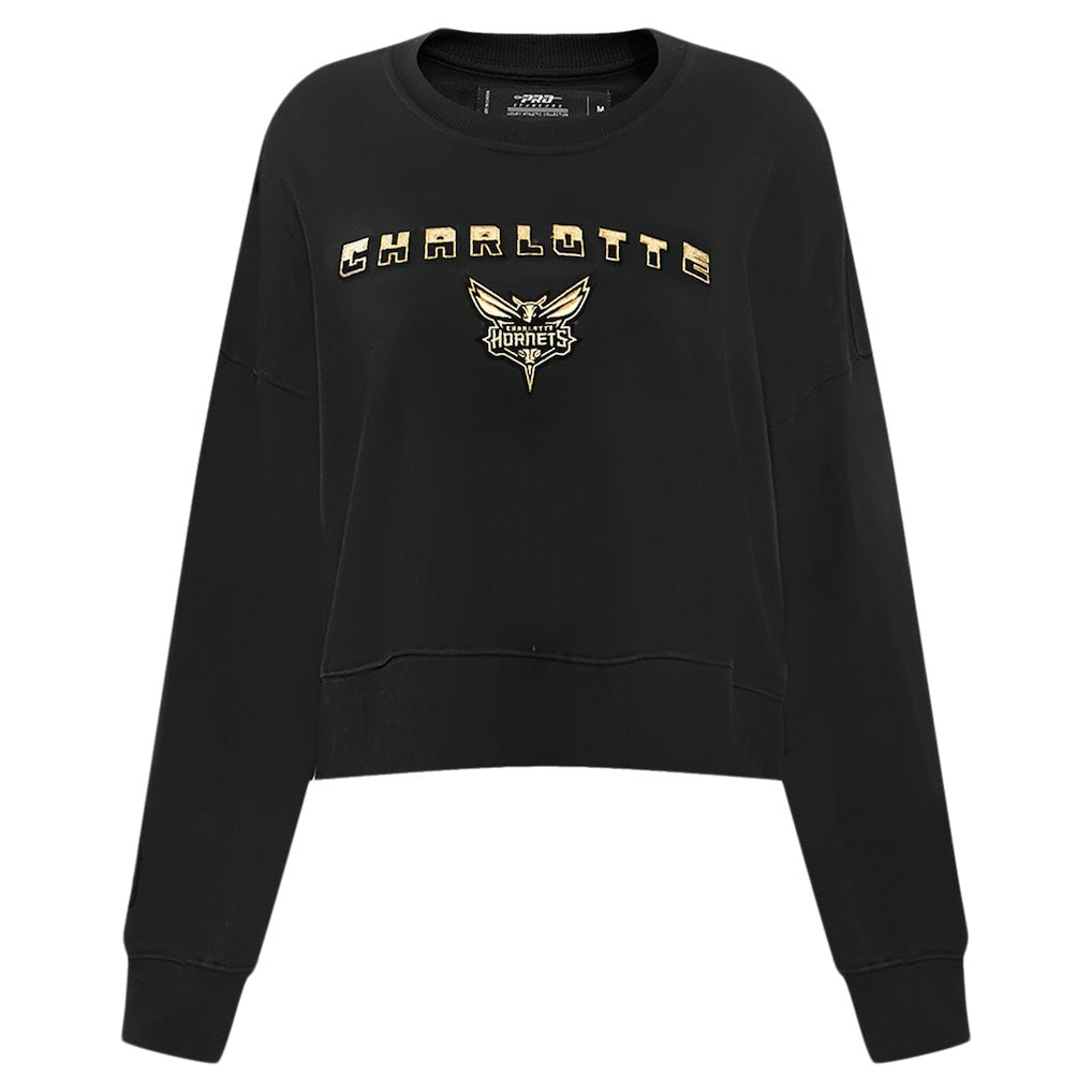 Charlotte Hornets Pro Standard Women's Glam Cropped Pullover Sweatshirt - Black