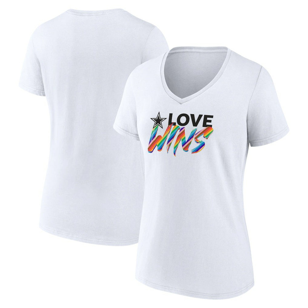 Dallas Cowboys Women's Love Wins V-Neck T-Shirt White