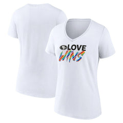 San Francisco 49ers Women's Love Wins V-Neck T-Shirt White