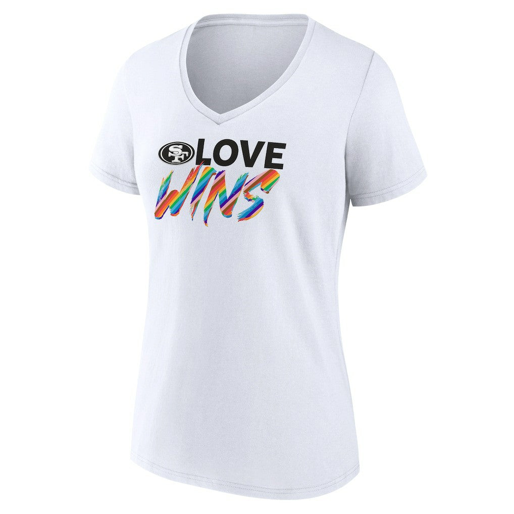 San Francisco 49ers Women's Love Wins V-Neck T-Shirt White