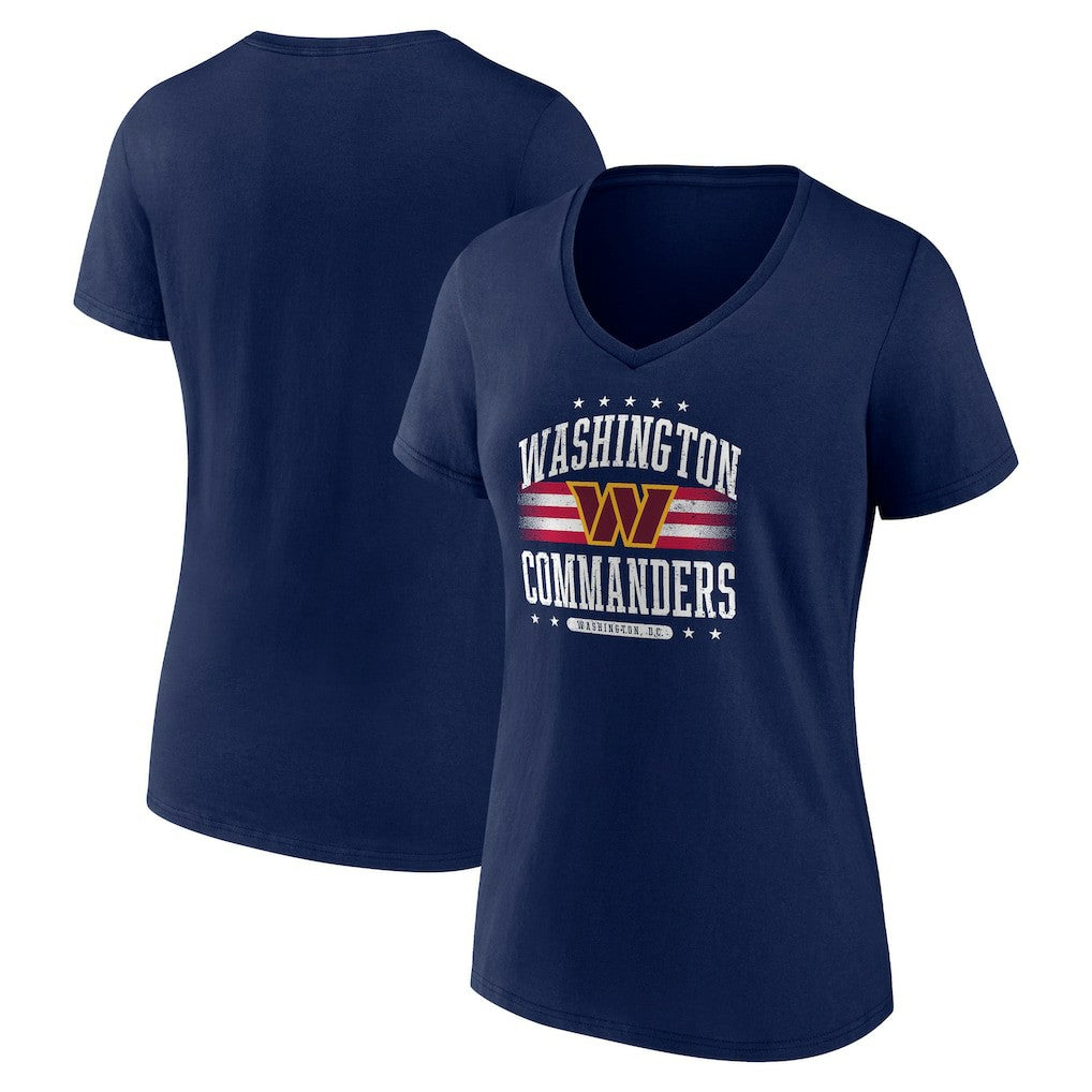 Washington Commanders Women's Americana V-Neck T-Shirt Navy