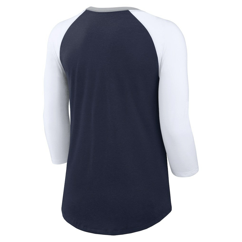 Dallas Cowboys Women's Knockout Arch Raglan Tri-Blend 3/4-Sleeve T-Shirt Navy/White