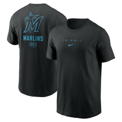 Miami Marlins Nike Large Logo Back Stack T-Shirt - Black T-shirts