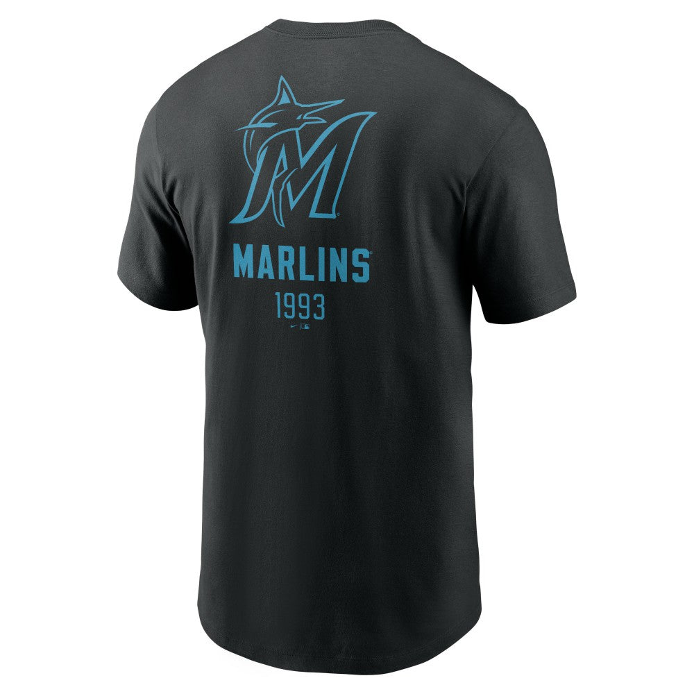 Miami Marlins Nike Large Logo Back Stack T-Shirt - Black T-shirts